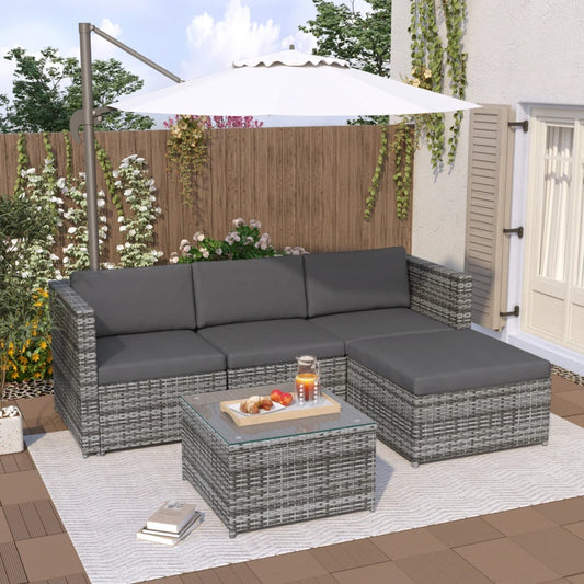 Lounge Sofa Set, Lounge Garden Furniture, Corner Sofa, Couch Set with Seat and Back Cushions.