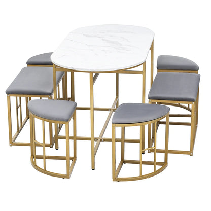 Set de comedor Allegra (mesa y 6 asientos)