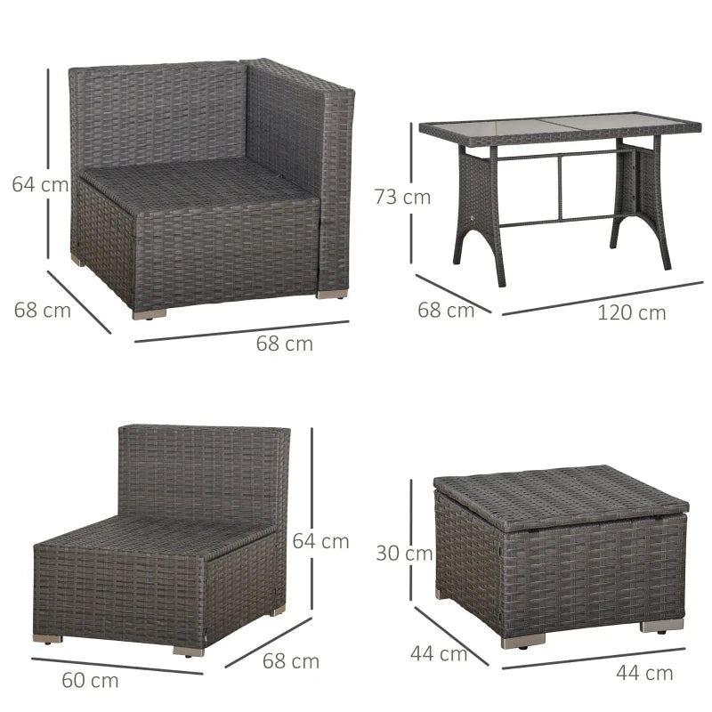 Set exterior Rick (sofá, mesa y 3 taburetes)