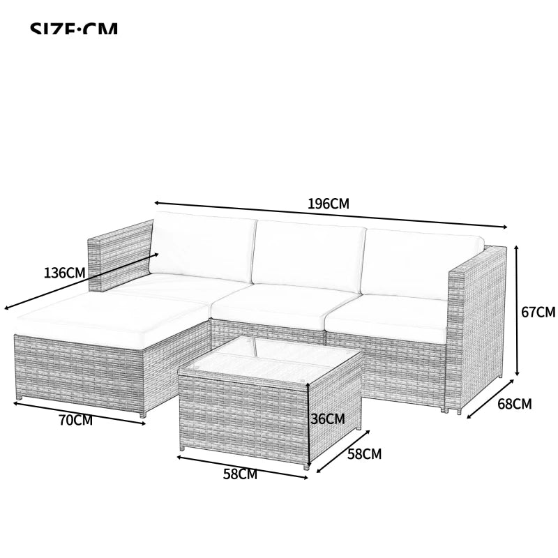 Lounge Sofa Set, Lounge Garden Furniture, Corner Sofa, Couch Set with Seat and Back Cushions.