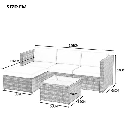 Lounge Sofa Set, Lounge Garden Furniture, Corner Sofa, Couch Set with Seat and Back Cushions.