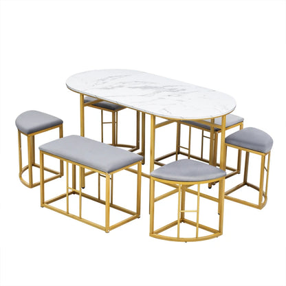 Set de comedor Allegra (mesa y 6 asientos)